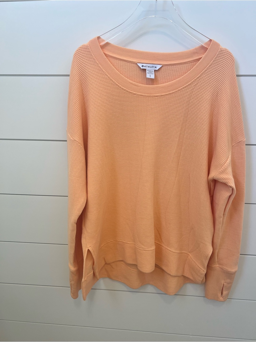 Athleta Peach Waffle-Knit Long Sleeve Shirt